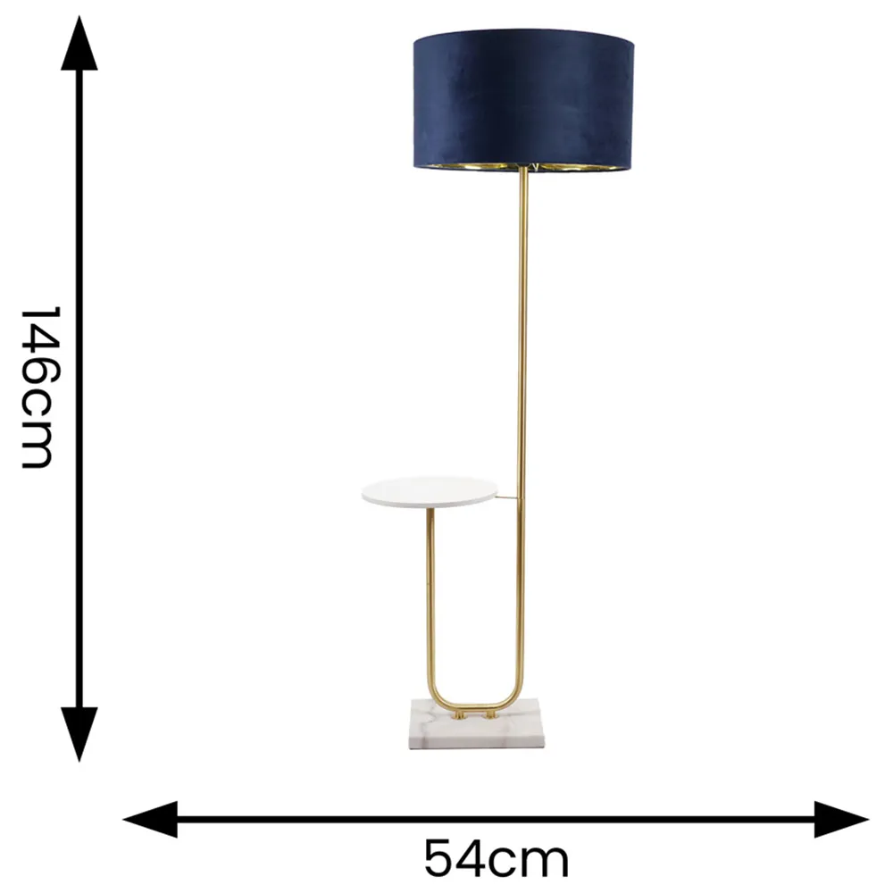 Tavel LED Floor Lamp with Table - Gold, Velvet