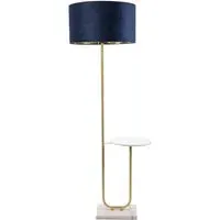 Tavel LED Floor Lamp with Table - Gold, Velvet