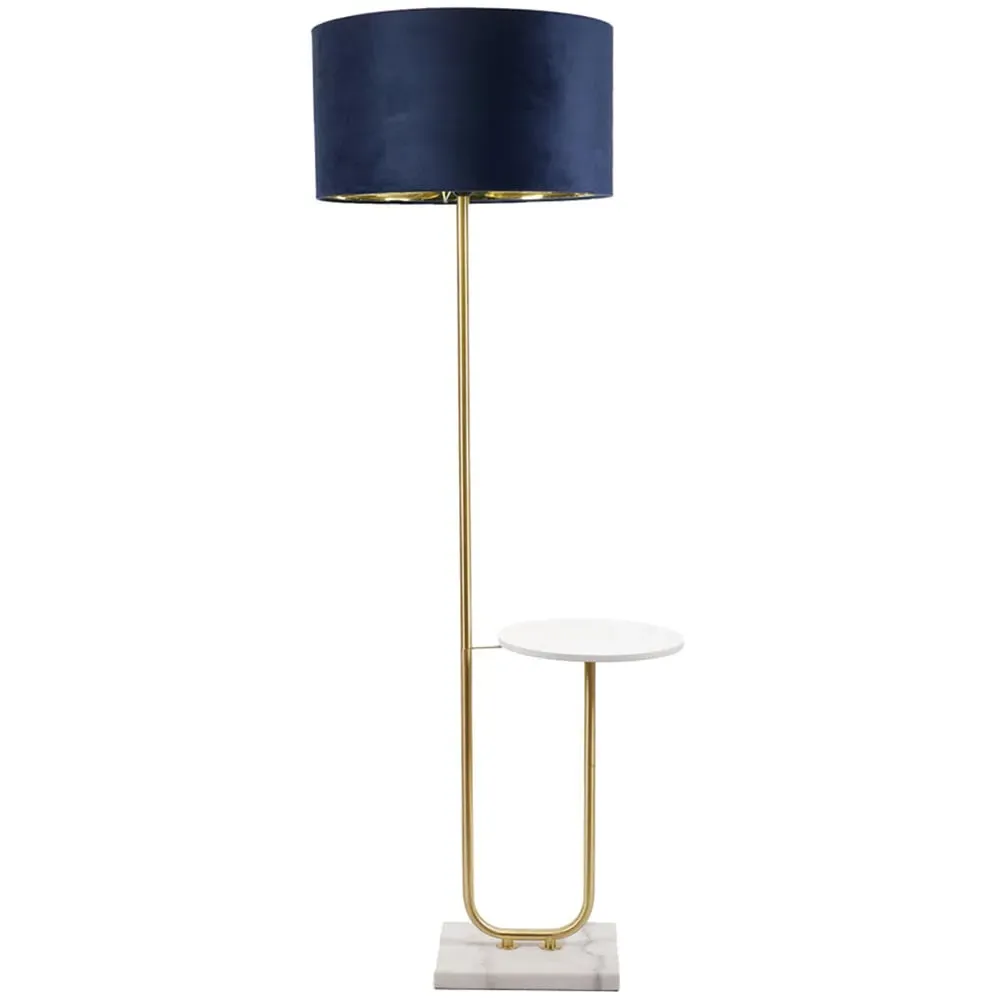 Tavel LED Floor Lamp with Table - Gold, Velvet