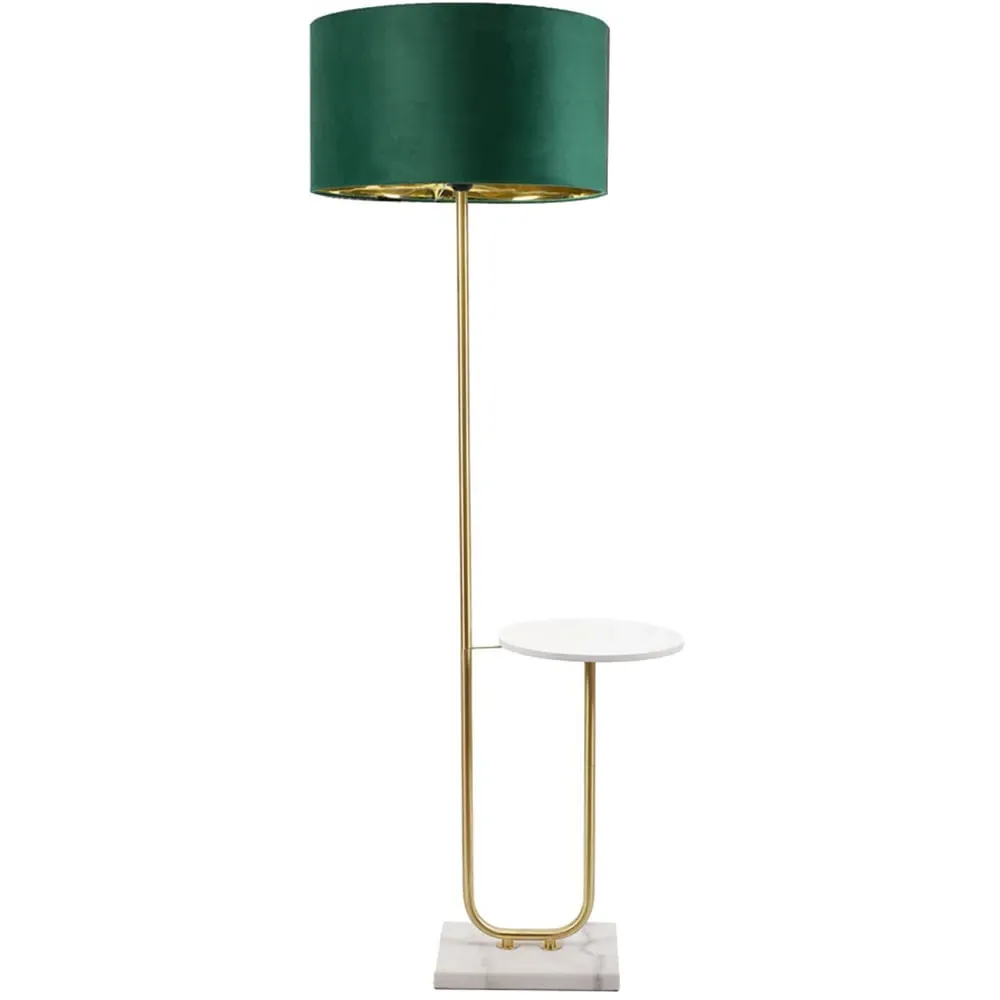 Tavel LED Floor Lamp with Table - Gold, Velvet