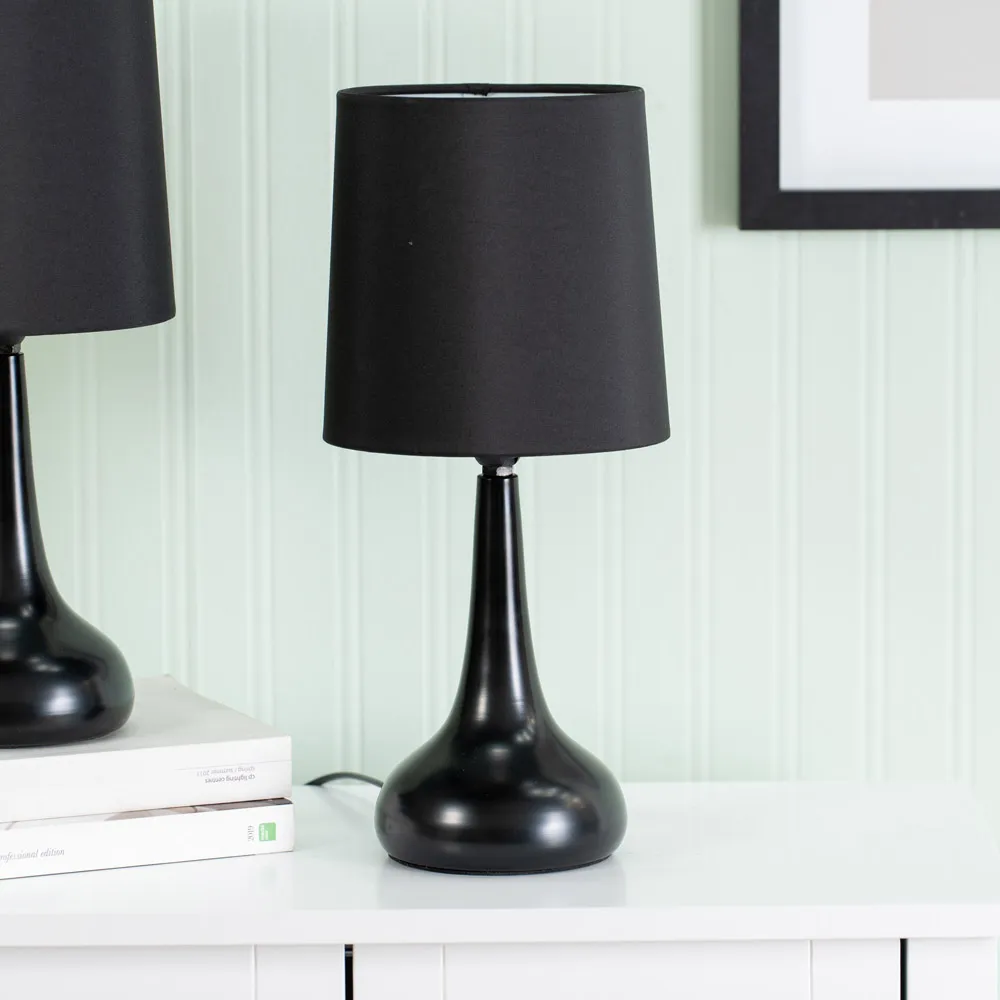 Teardrop Touch Table Lamp 2 Pack - Black