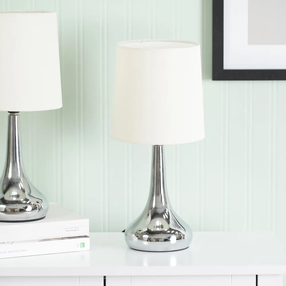 Teardrop Touch Table Lamp 2 Pack - Cream, Chrome