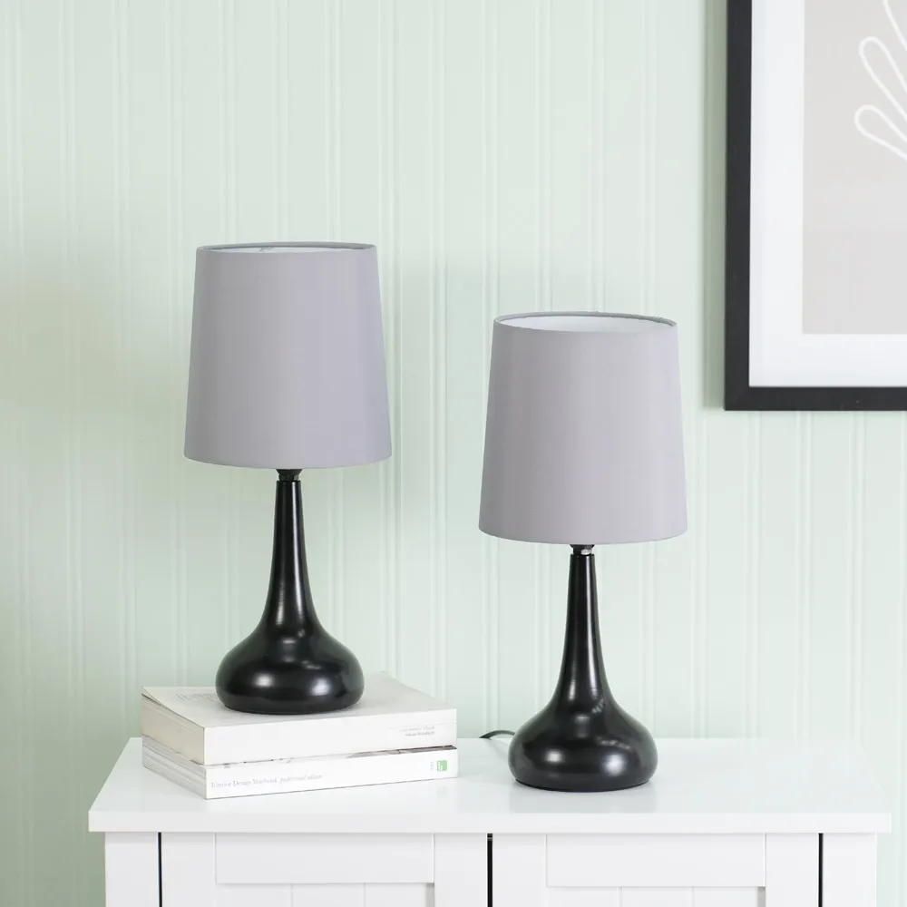 Teardrop Touch Table Lamp 2 Pack - Grey