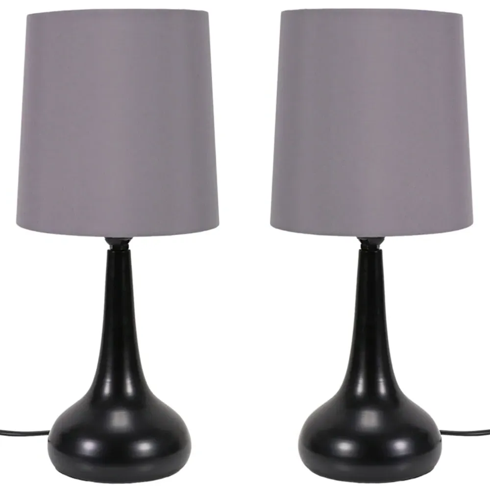 Teardrop Touch Table Lamp 2 Pack - Grey
