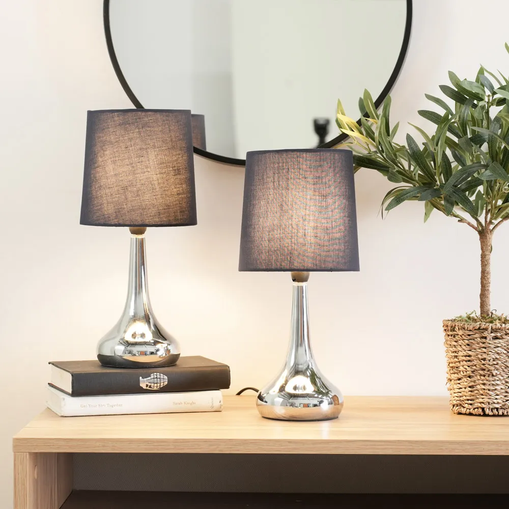 Teardrop Touch Table Lamp 2 Pack - Navy, Chrome