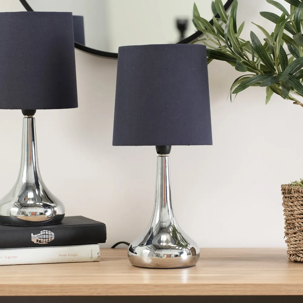 Teardrop Touch Table Lamp 2 Pack - Navy, Chrome