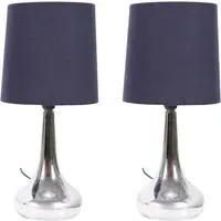 Teardrop Touch Table Lamp 2 Pack - Navy, Chrome