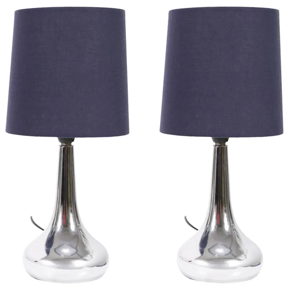 Teardrop Touch Table Lamp 2 Pack - Navy, Chrome image