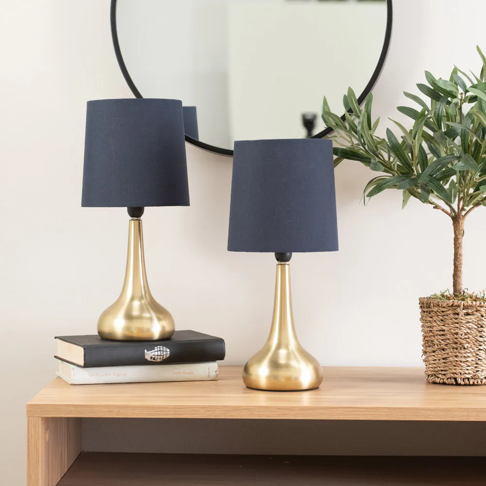 Teardrop Touch Table Lamp 2 Pack - Navy, Gold