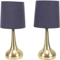 Teardrop Touch Table Lamp 2 Pack - Navy, Gold