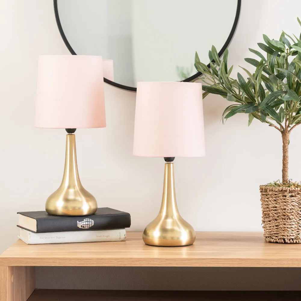 Teardrop Touch Table Lamp 2 Pack - Pink, Gold