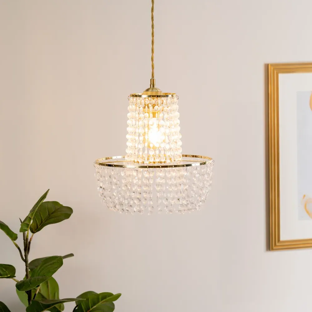 Tegan Jewel Droplet Pendant Lamp Shade - Gold