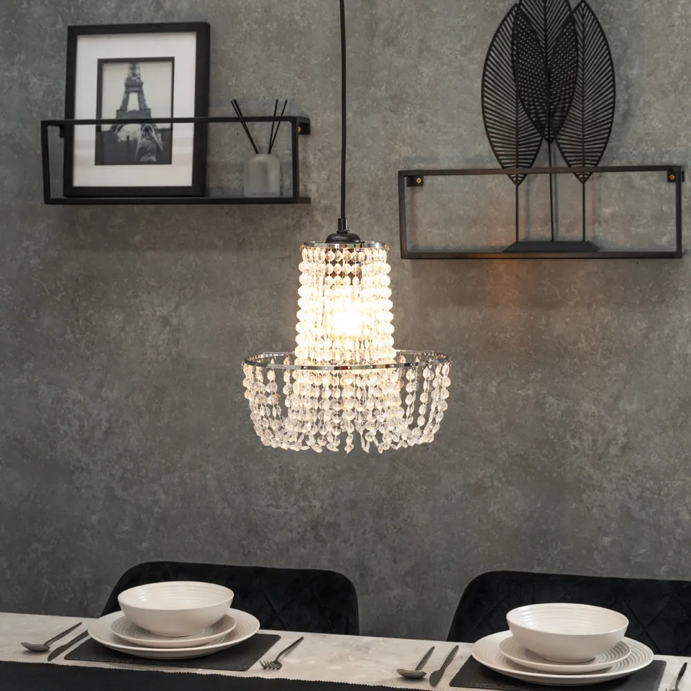 Tegan Jewel Droplet Pendant Lamp Shade - Silver