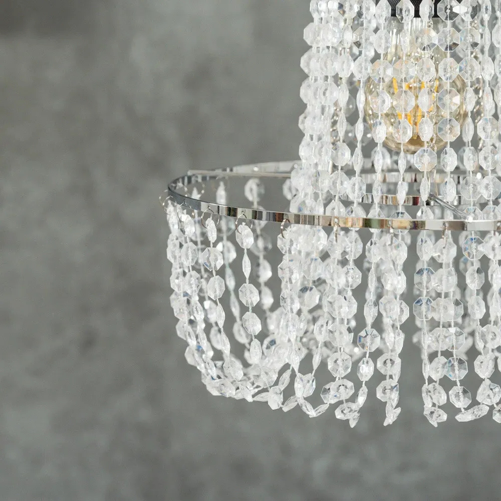 Tegan Jewel Droplet Pendant Lamp Shade - Silver