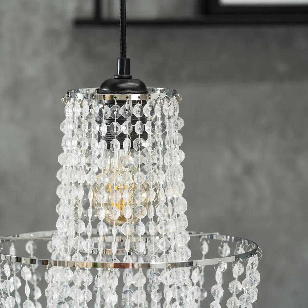 Tegan Jewel Droplet Pendant Lamp Shade - Silver