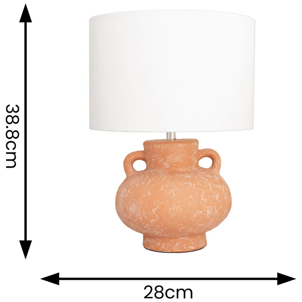 Theo Linen Drum Shade Vase Table Lamp - Terracotta