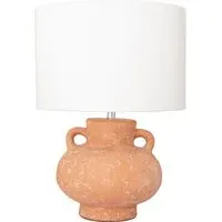 Theo Linen Drum Shade Vase Table Lamp - Terracotta