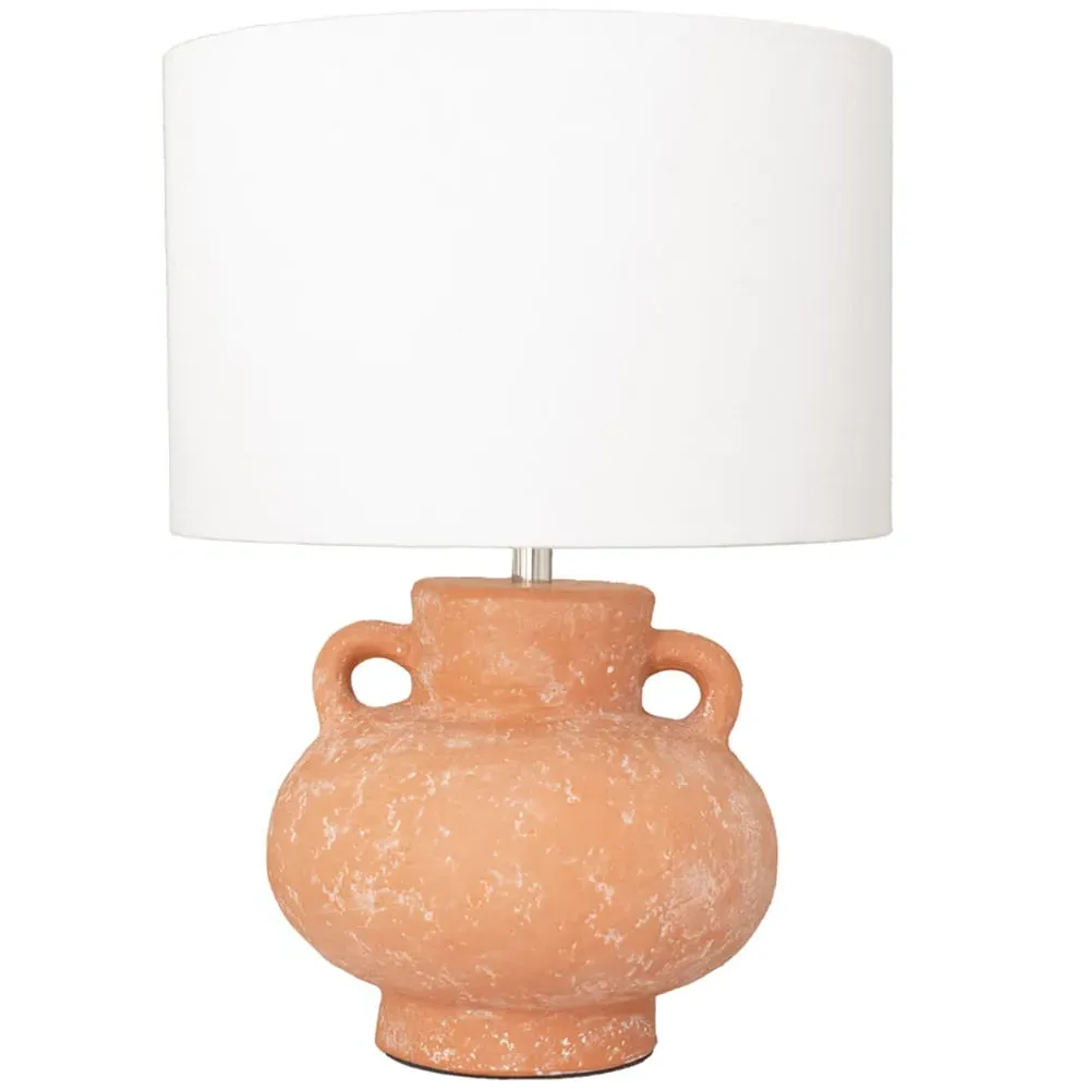 Theo Linen Drum Shade Vase Table Lamp - Terracotta