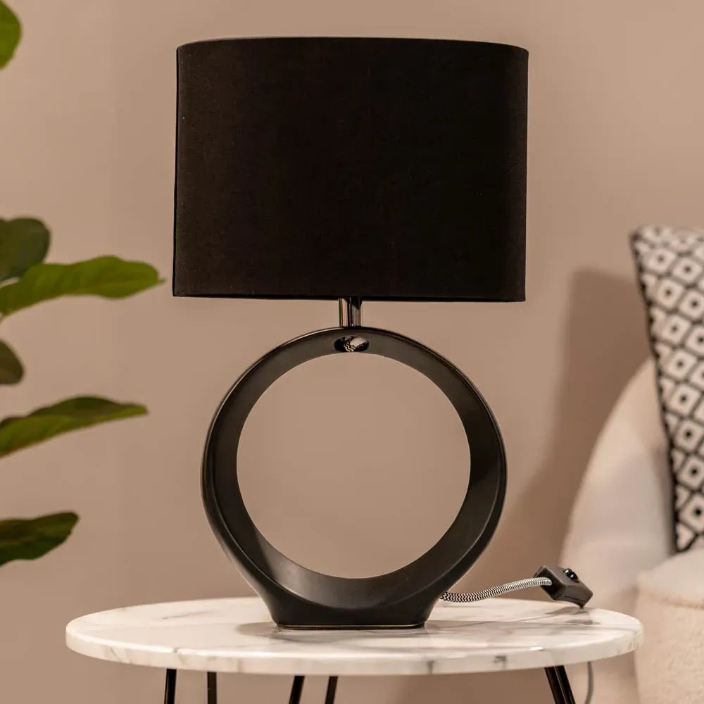 Tia Loop LED Table Lamp 2 Pack - Black, Ceramic
