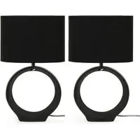 Tia Loop LED Table Lamp 2 Pack - Black, Ceramic