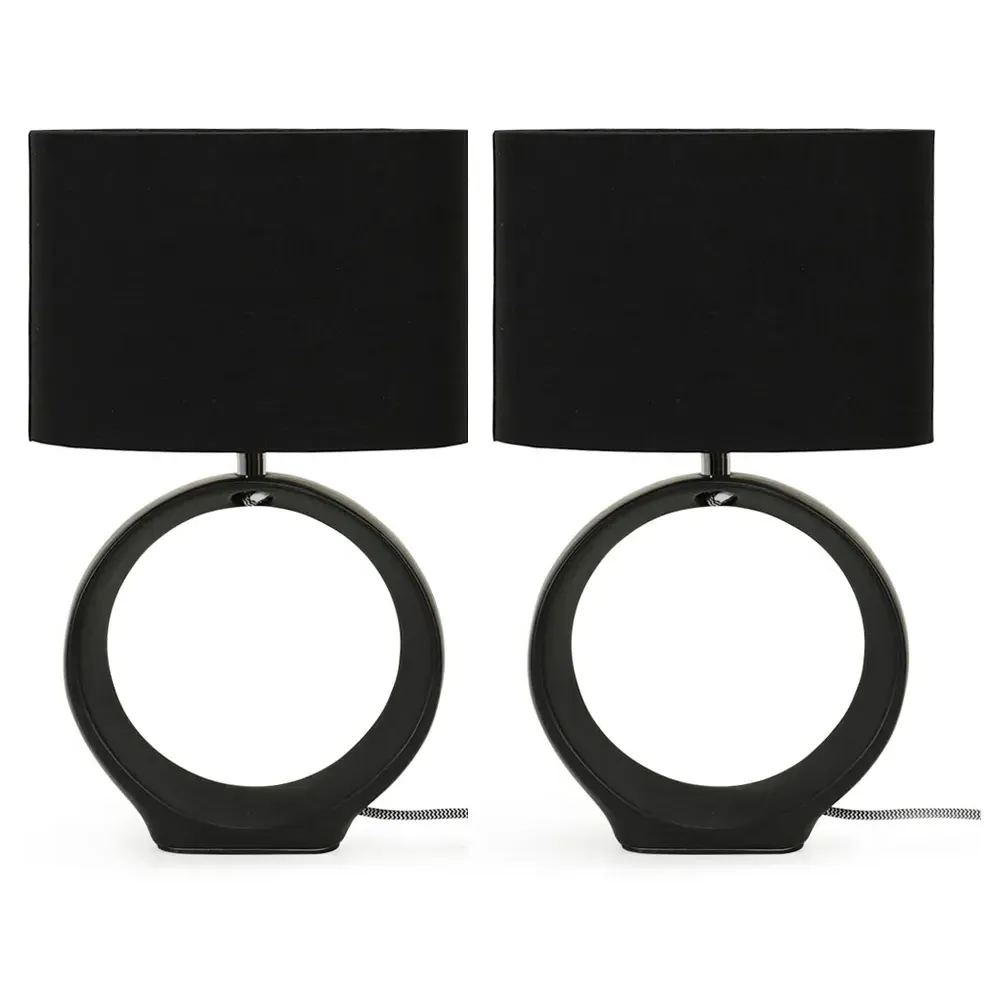 Tia Loop LED Table Lamp 2 Pack - Black, Ceramic