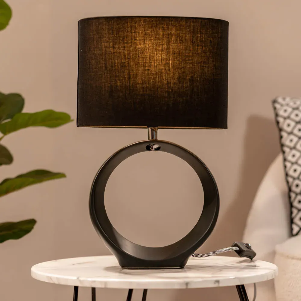 Tia Loop LED Table Lamp - Black, Ceramic