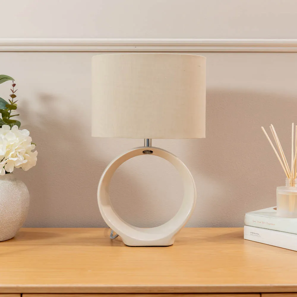 Tia Loop LED Table Lamp - Cream, Ceramic