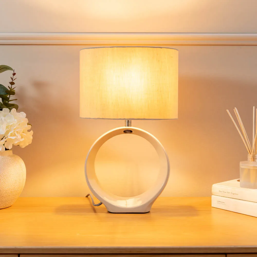 Tia Loop LED Table Lamp - Cream, Ceramic