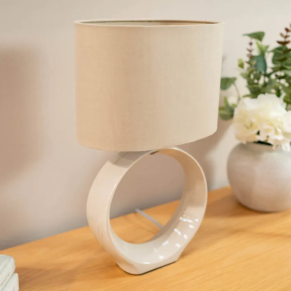 Tia Loop LED Table Lamp - Cream, Ceramic