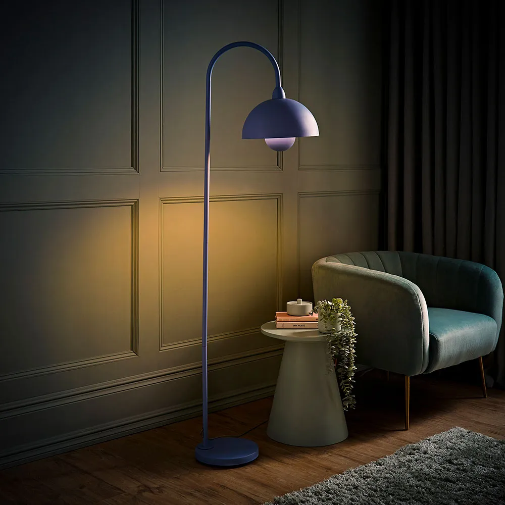 Tilly Arched Dome Shade Metal LED Floor Lamp - Blue