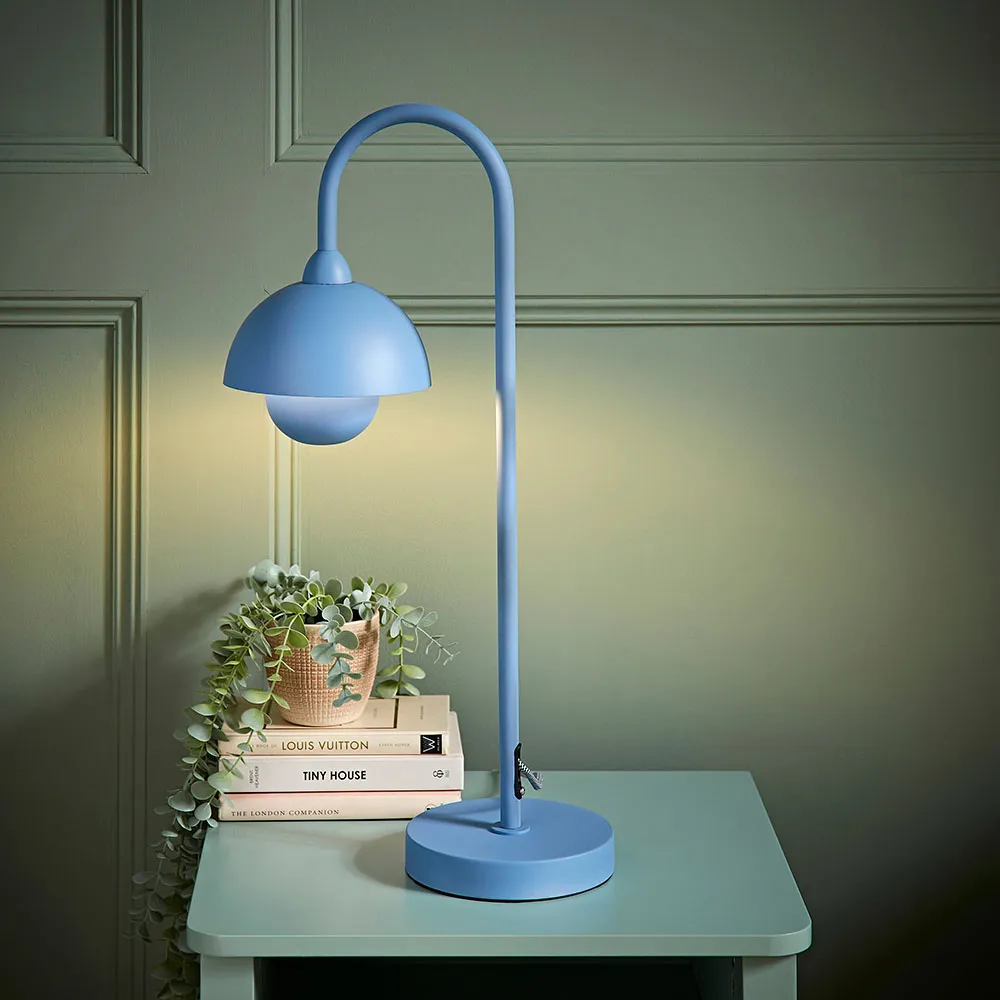 Tilly Arched Dome Shade Metal LED Table Lamp - Blue