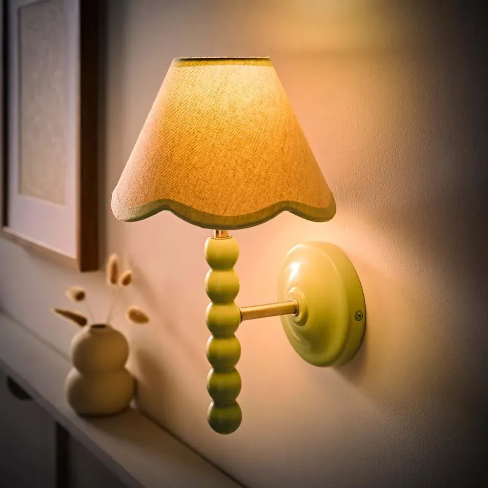 Trim Scallop Shade Bobbin LED Wall Light 2 Pack - Green