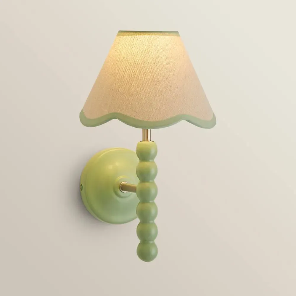 Trim Scallop Shade Bobbin LED Wall Light 2 Pack - Green