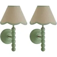 Trim Scallop Shade Bobbin LED Wall Light 2 Pack - Green