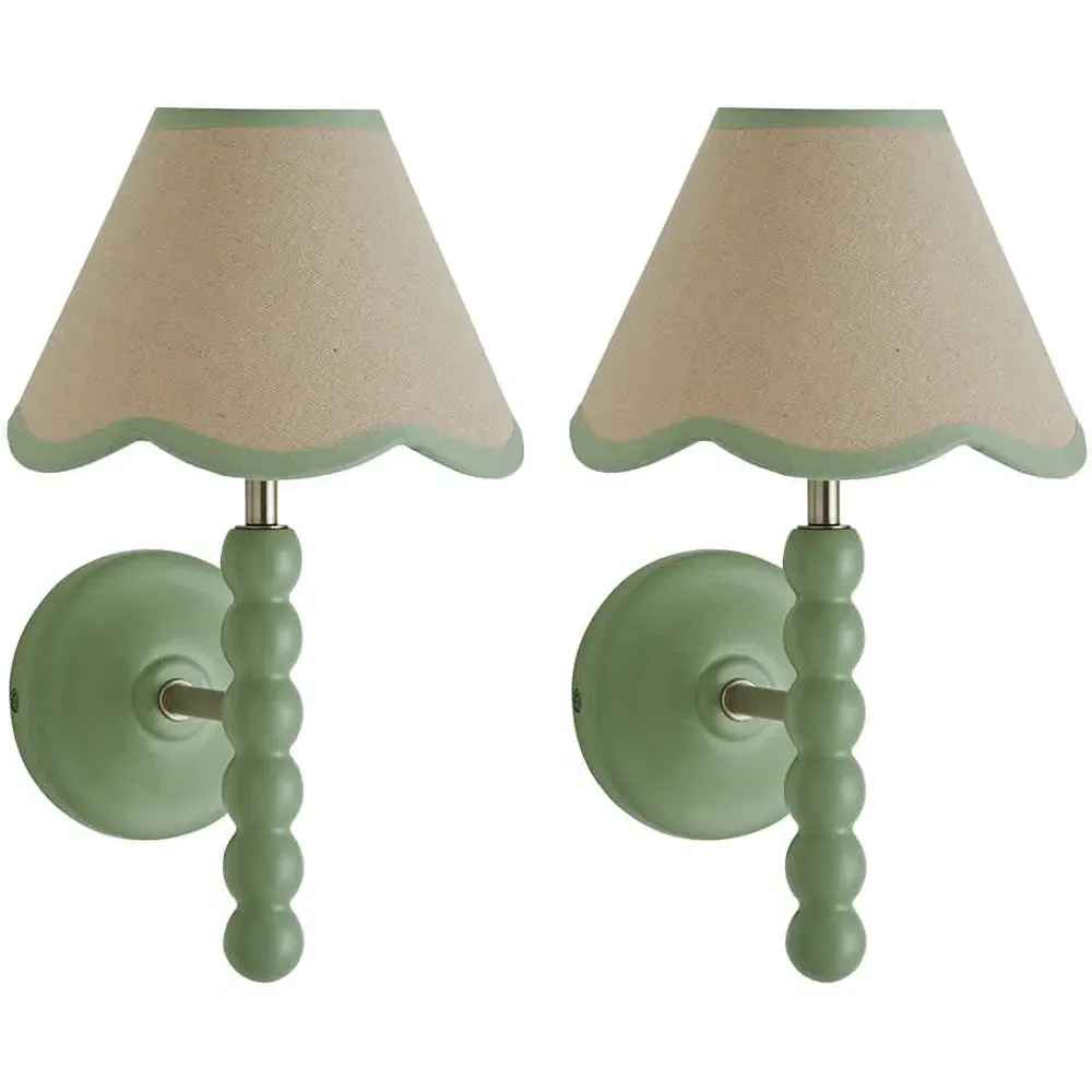 Trim Scallop Shade Bobbin LED Wall Light 2 Pack - Green