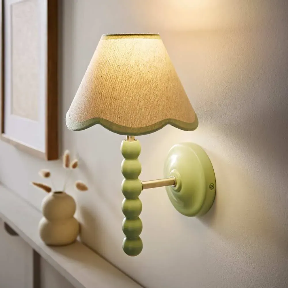 Trim Scallop Shade Bobbin LED Wall Light with Bulb - Green