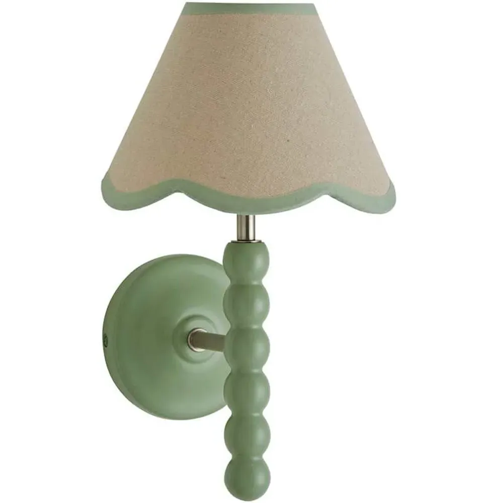 Trim Scallop Shade Bobbin LED Wall Light with Bulb - Green image