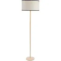 Triston Drum Shade Floor Lamp with Black Edge - Light Wood