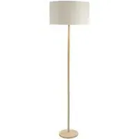 Triston Drum Shade Floor Lamp with White Edge - Light Wood
