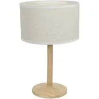 Triston Drum Shade LED Table Lamp - Cream, Wood