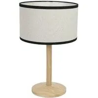 Triston Drum Shade LED Table Lamp - Cream, Wood