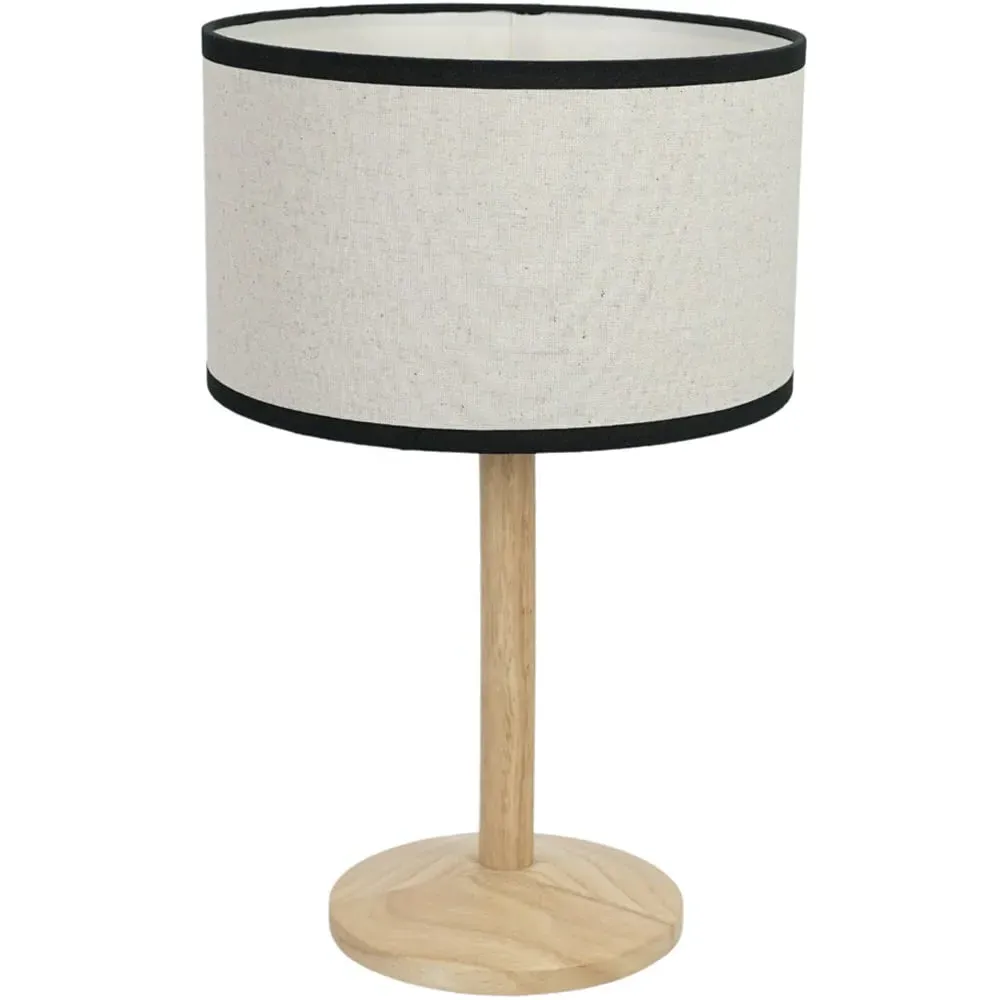 Triston Drum Shade LED Table Lamp - Cream, Wood