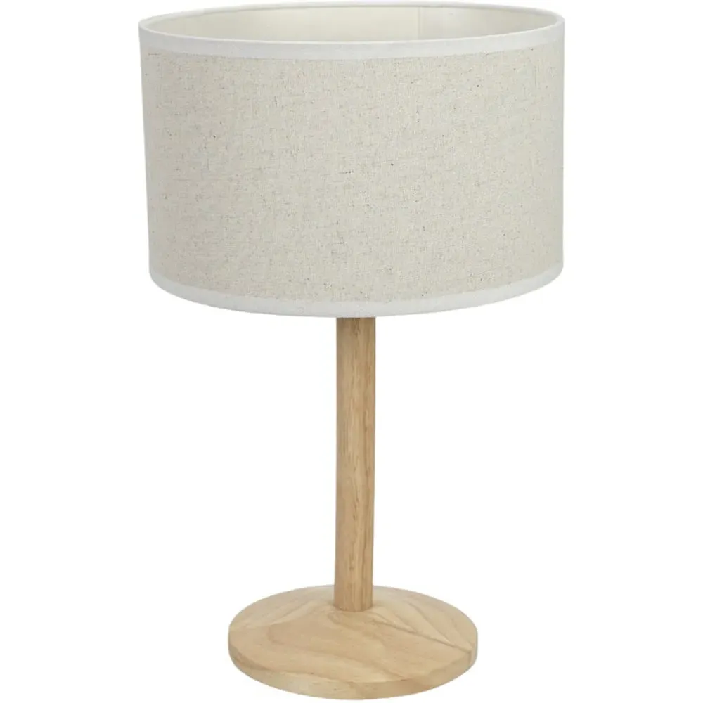 Triston Drum Shade LED Table Lamp - Cream, Wood image