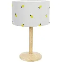 Triston Lemon Embroidered LED Table Lamp - Cream, Wood