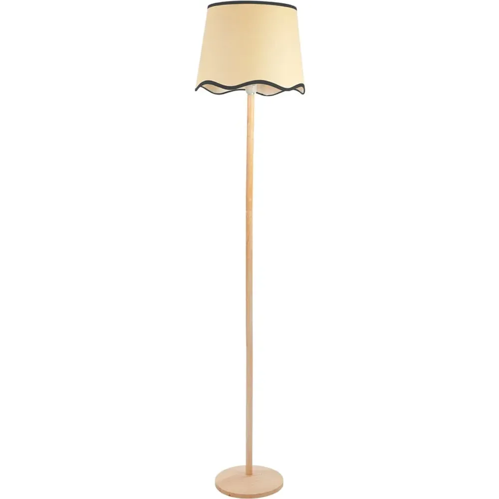 Triston Scallop LED Floor Lamp - Light Wood, Linen image