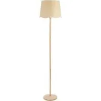 Triston Scallop LED Floor Lamp - Light Wood, Linen