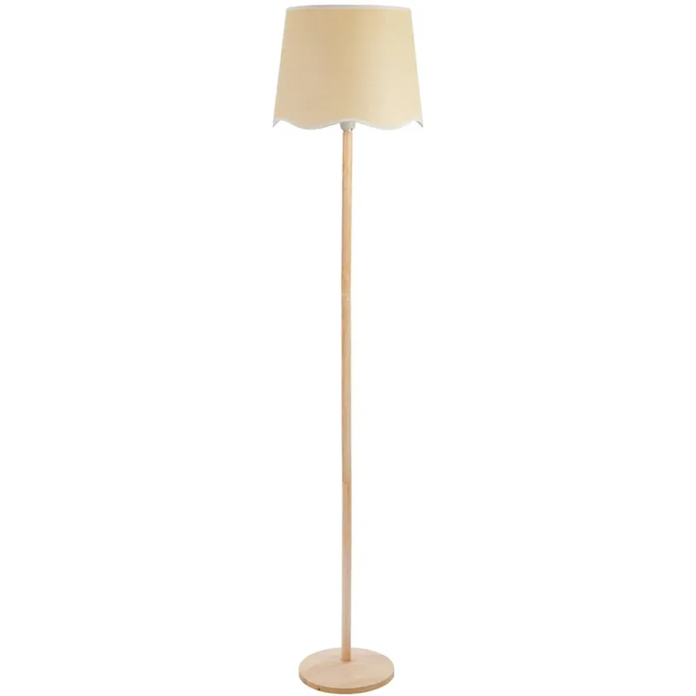 Triston Scallop LED Floor Lamp - Light Wood, Linen