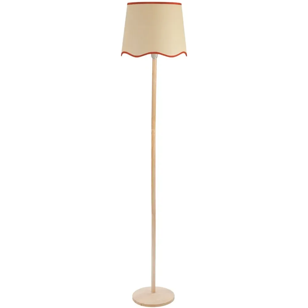 Triston Scallop LED Floor Lamp - Light Wood, Linen