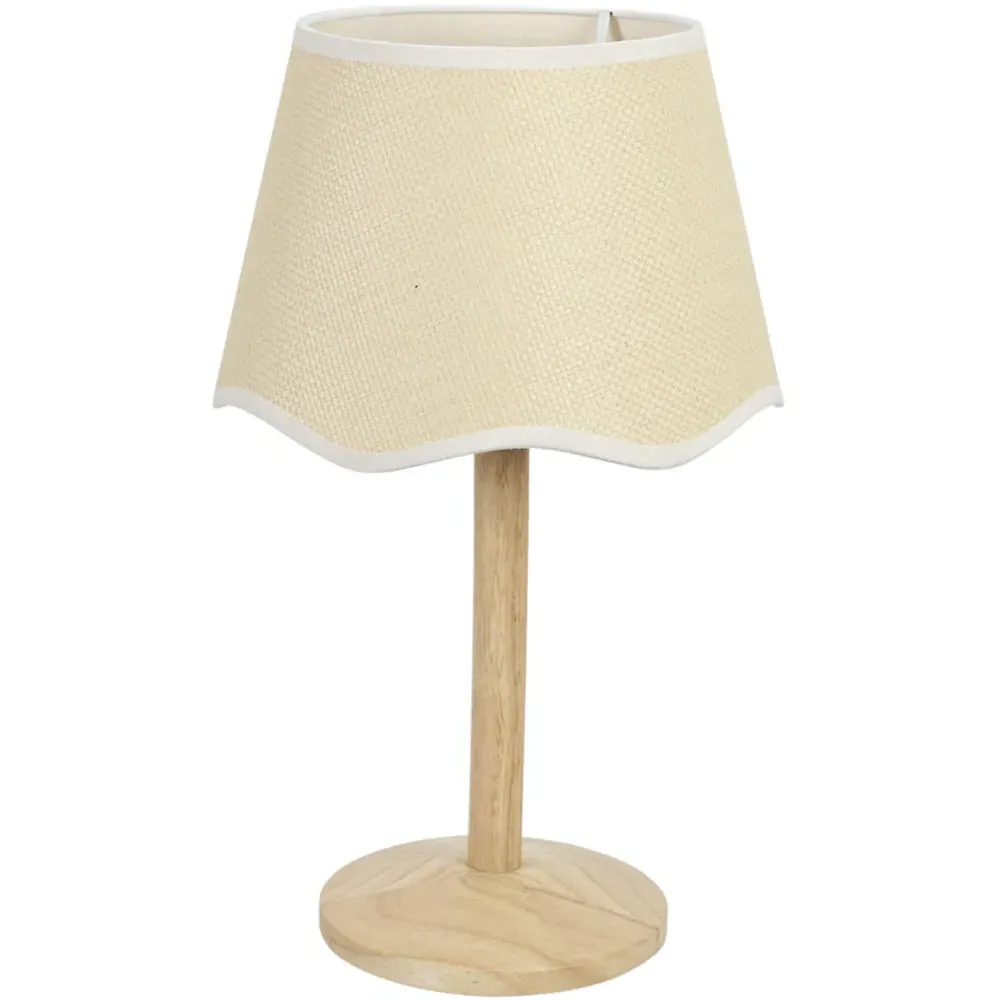 Triston Scallop Shade LED Table Lamp - Cream, Wood