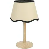 Triston Scallop Shade LED Table Lamp - Cream, Wood